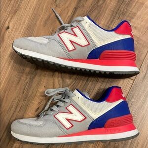 New Balance Gray and Red Sneakers